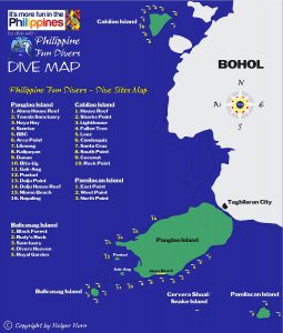 Dive sites map Philippine Fun Divers Alona Beach Panglao Bohol Philippines